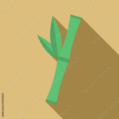 Green bamboo stem icon, flat style