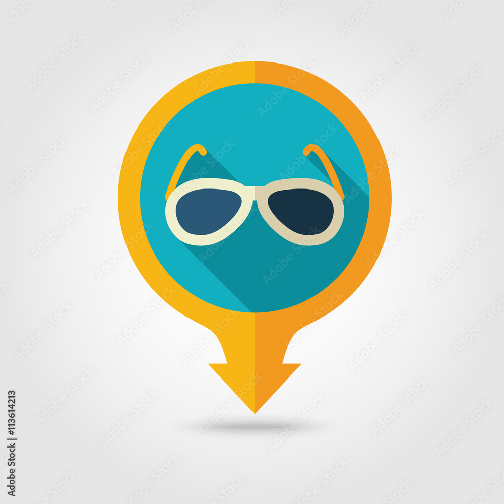 Sunglasses pin map flat icon. Summer. Vacation