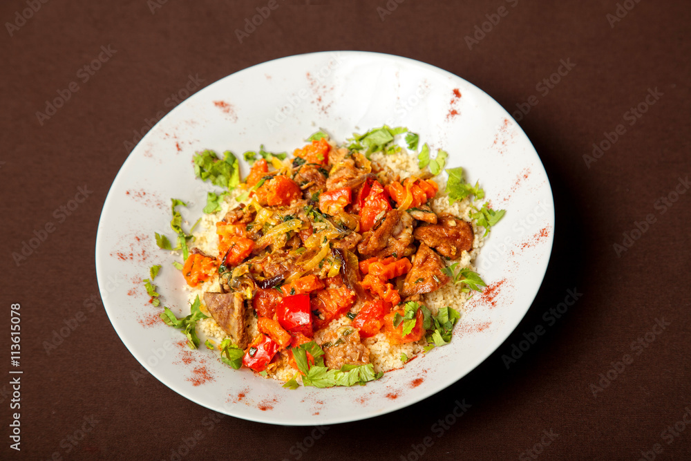 meat with vegetables and side dish in Georgian meat with vegetables and side dish in Georgian