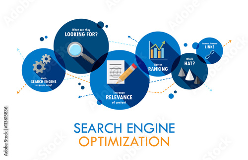 SEARCH ENGINE OPTIMIZATION (SEO) Vector Flat Style Icons