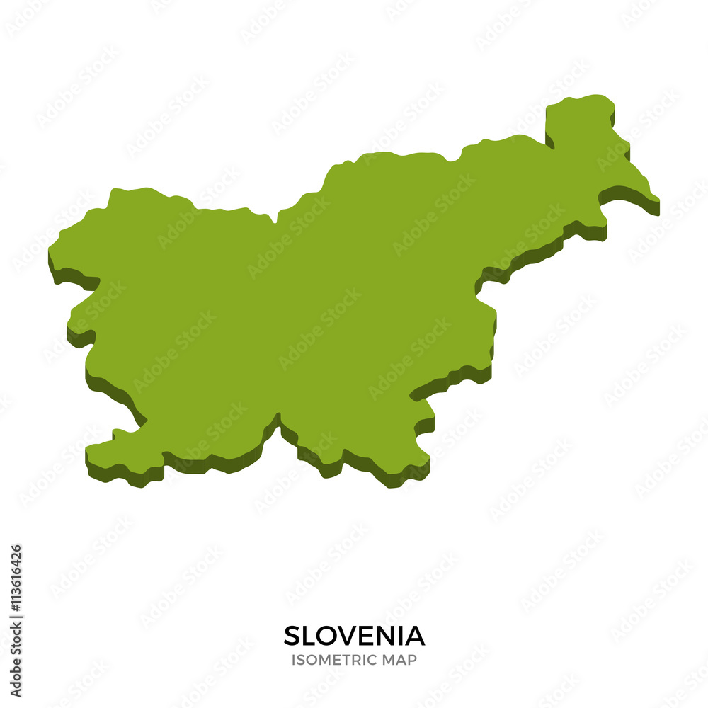 Isometric map of Slovenia detailed vector illustration
