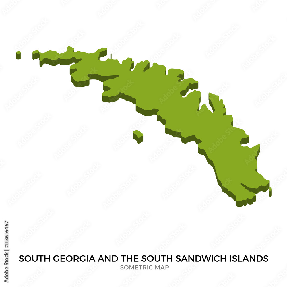 Isometric map of South Georgia and the South Sandwich Islands detailed vector illustration
