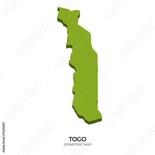 Isometric map of Togo detailed vector illustration
