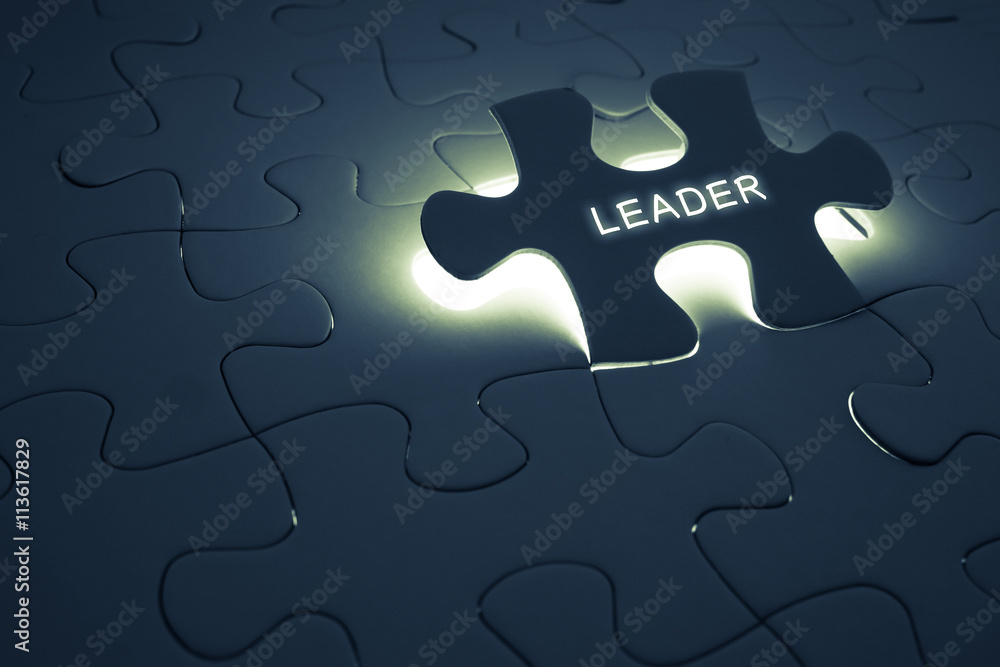 Leader concept with one of puzzle standing Leader concept with one of puzzle standing