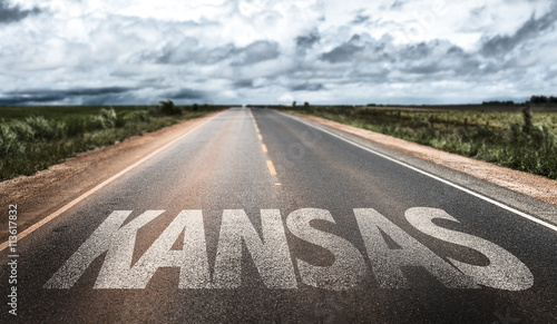 Kansas written on the road