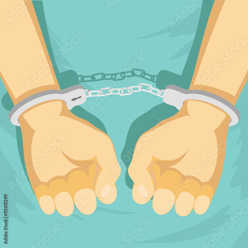 Man in handcuffs. Detention of of the criminal. Stock Vector car