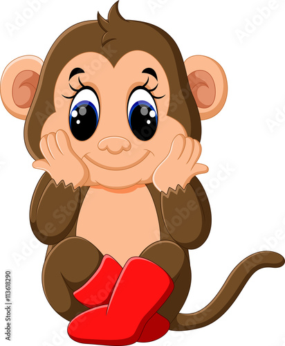 illustration of cute Cartoon monkey