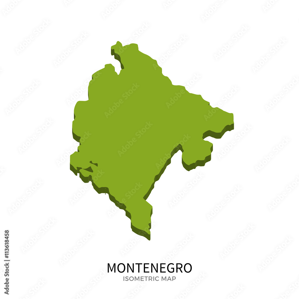 Isometric map of Montenegro detailed vector illustration