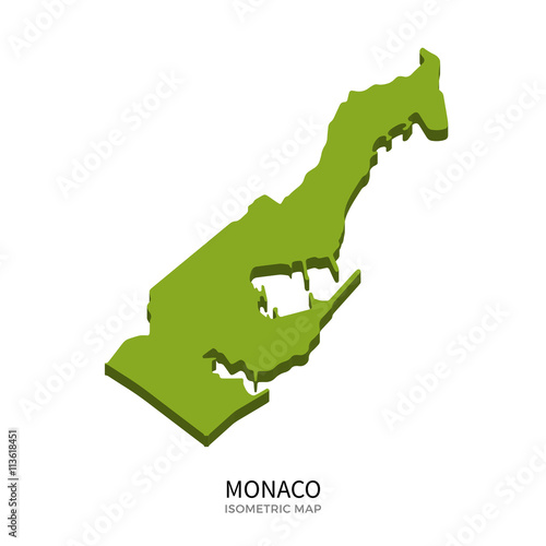 Isometric map of Monaco detailed vector illustration