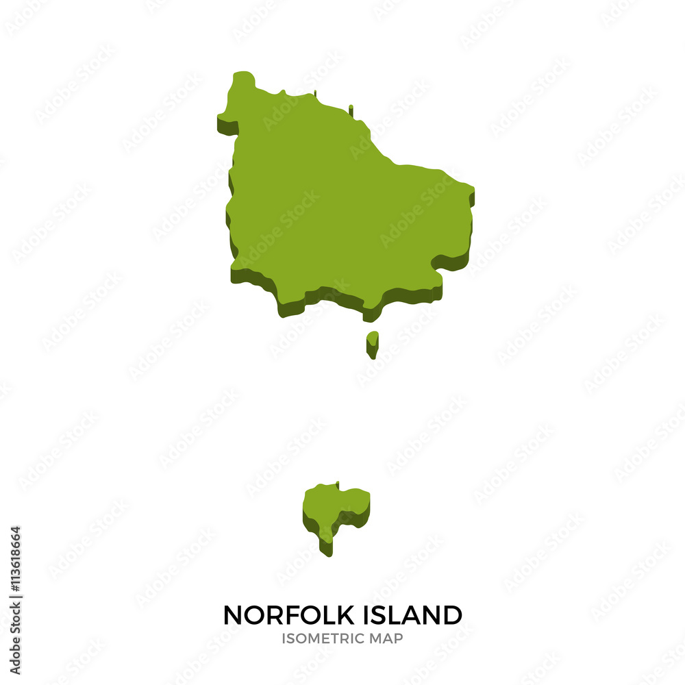 Isometric map of Norfolk Island detailed vector illustration