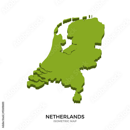 Isometric map of Netherlands detailed vector illustration