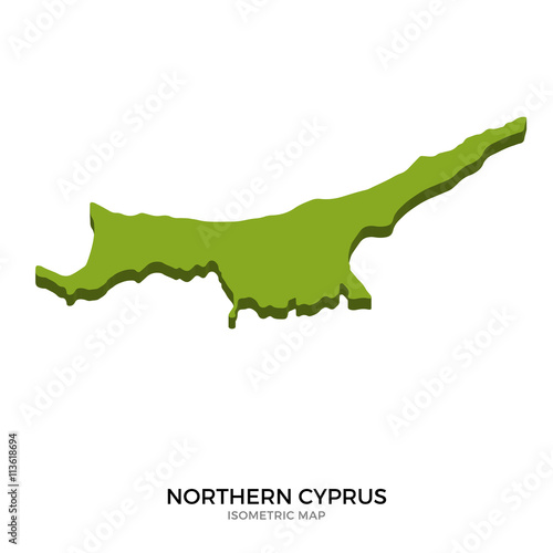 Isometric map of Northern Cyprus detailed vector illustration
