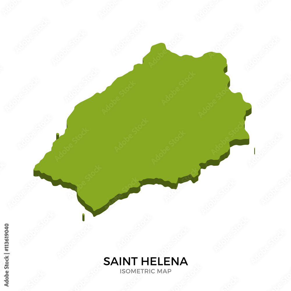 Isometric map of Saint Helena detailed vector illustration