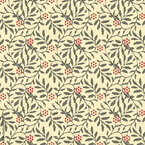Wallpaper Mural Seamless background image of garden green spiral leaf red flower.
 Torontodigital.ca
