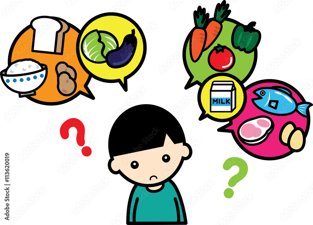 食品に関する疑問を持つ男の子