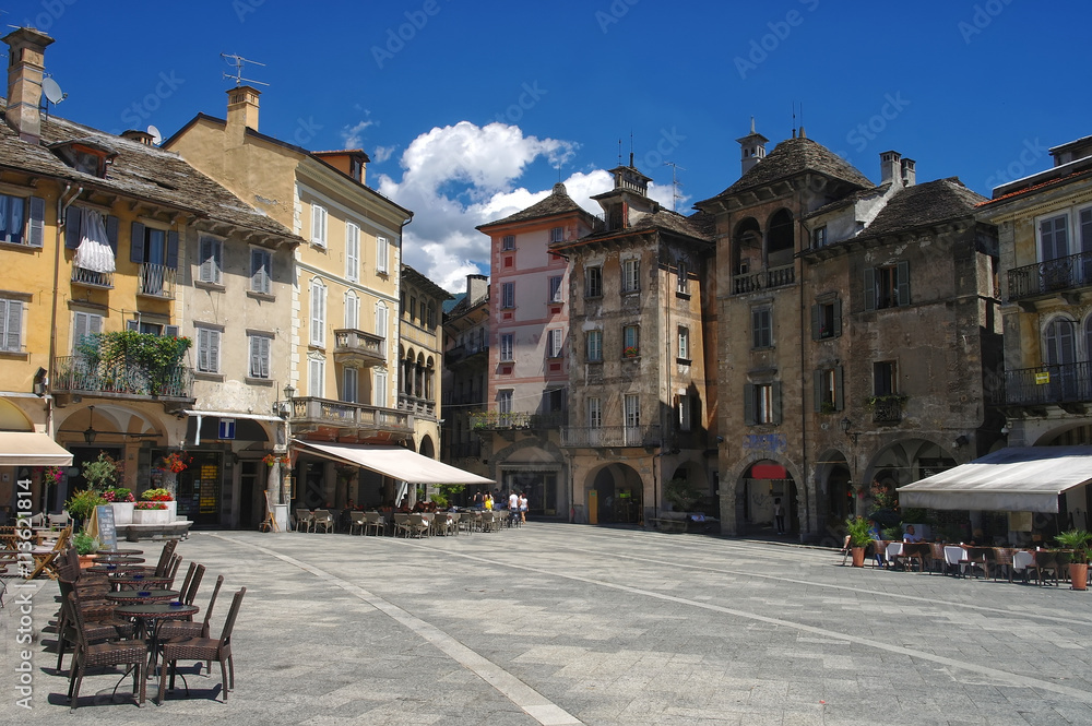 Fototapeta premium View on central square of Domodossola, Piedmont, Italy