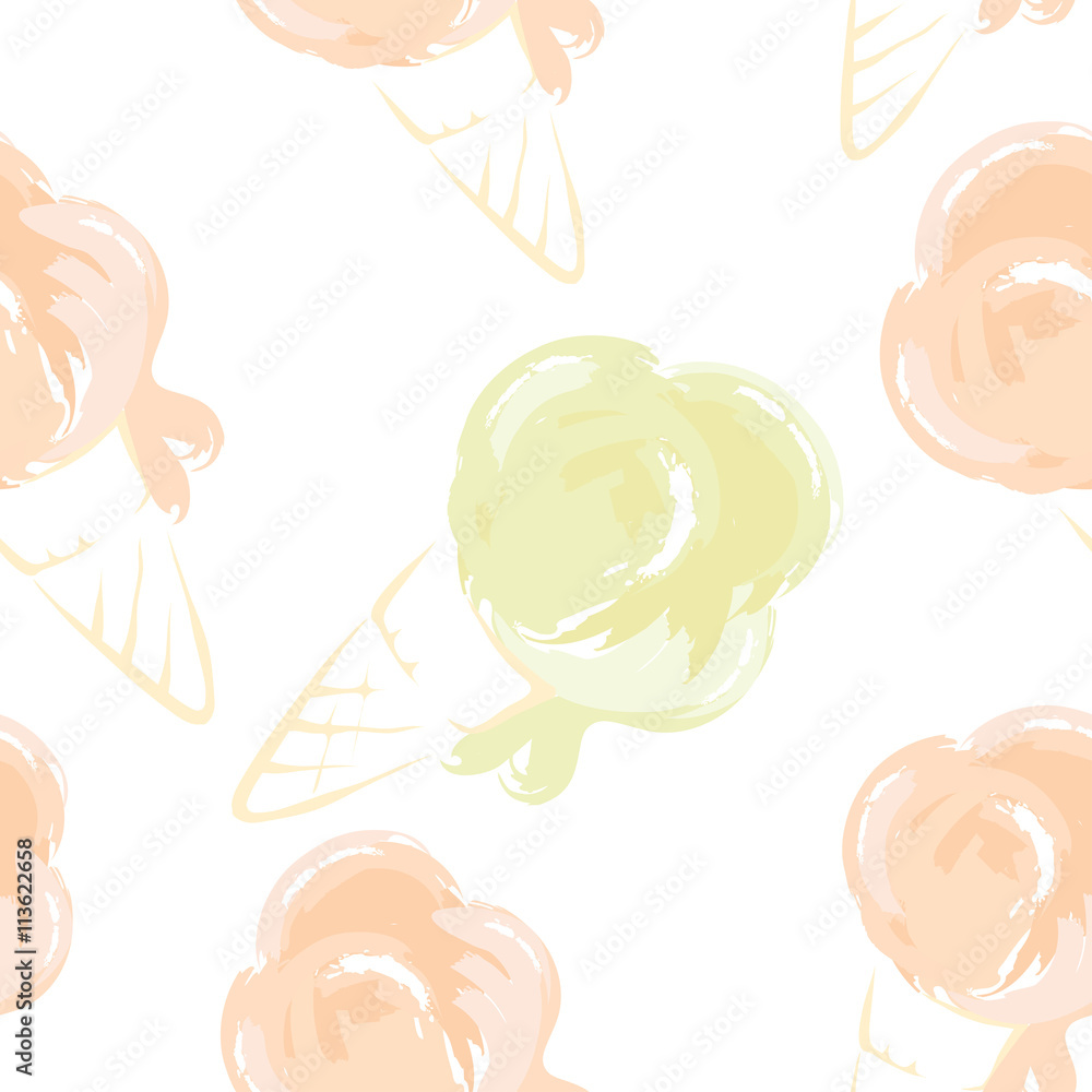 Watercolor ice cream/Funny summer seamless pattern Watercolor ice cream/Funny summer seamless pattern