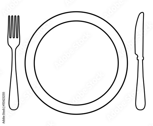 Fork, knife and plate 