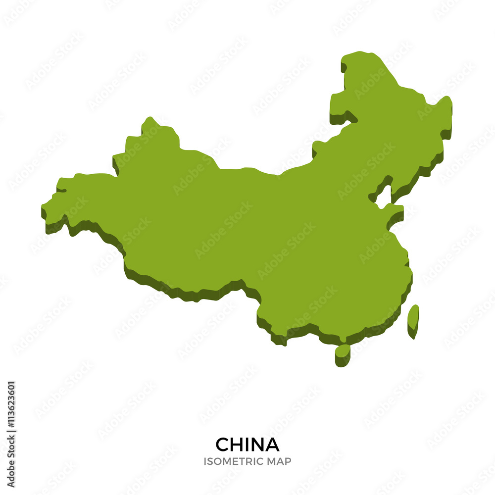 Isometric map of China detailed vector illustration Isometric map of China detailed vector illustration