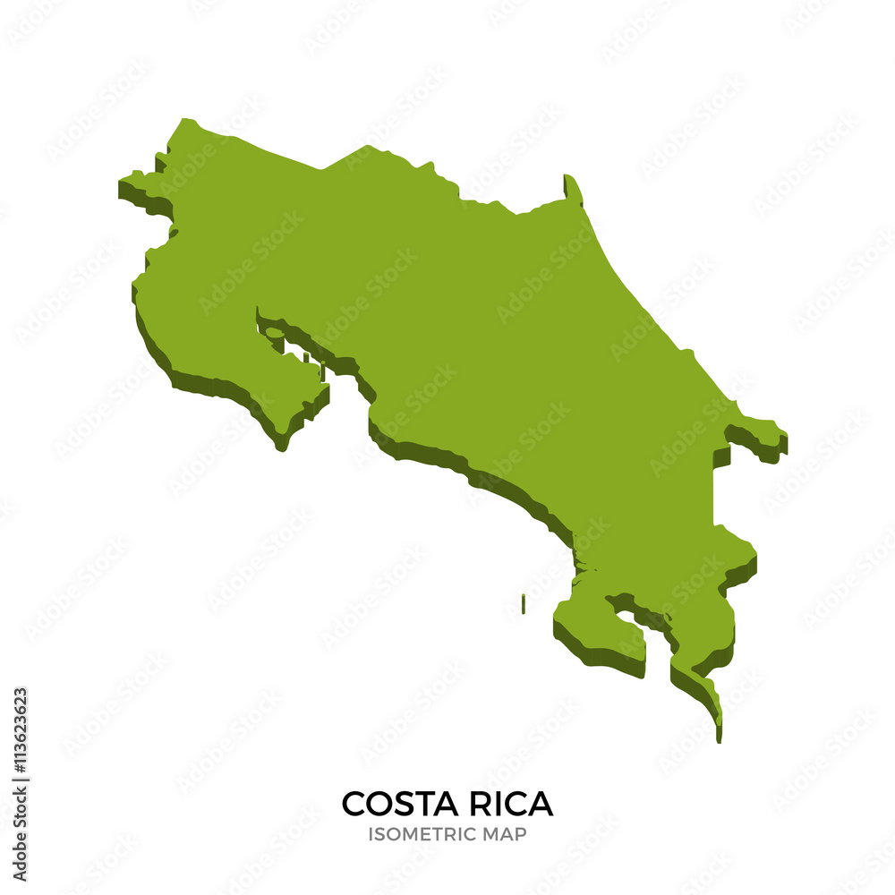 Fototapeta premium Isometric map of Costa Rica detailed vector illustration
