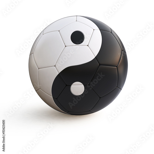3d illustration of yin yang soccer ball