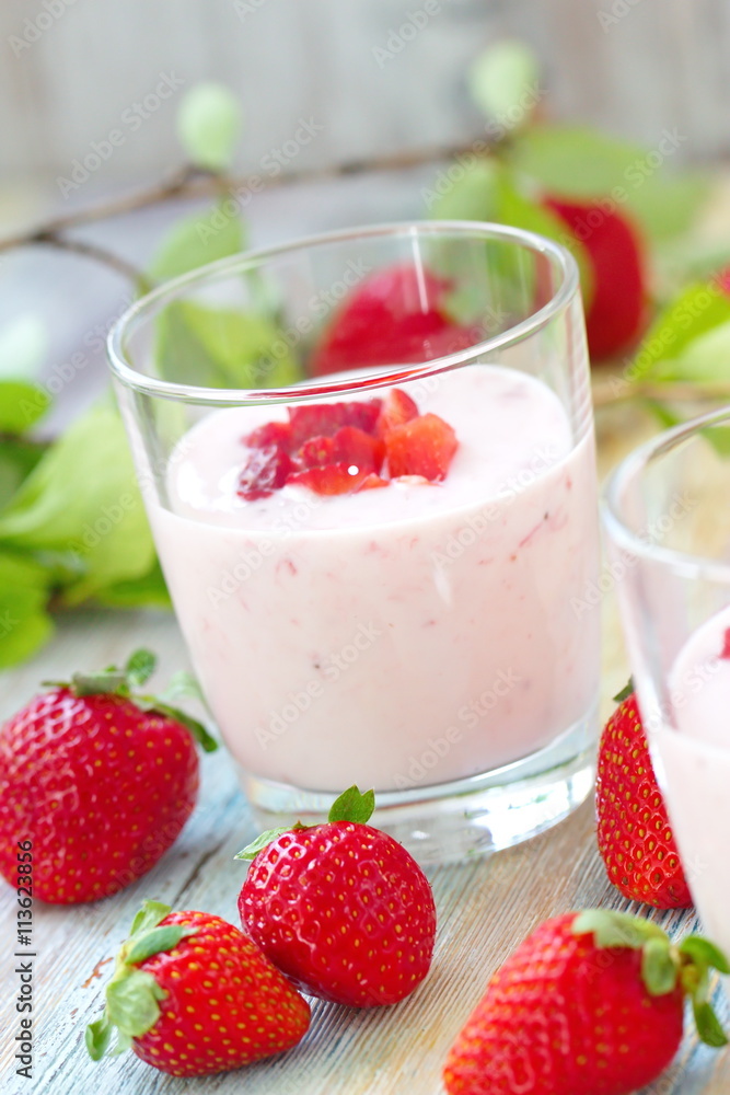 Strawberry yogurt and fresh berries Strawberry yogurt and fresh berries