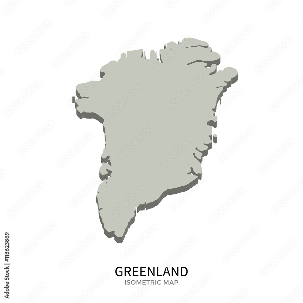 Isometric map of Greenland detailed vector illustration