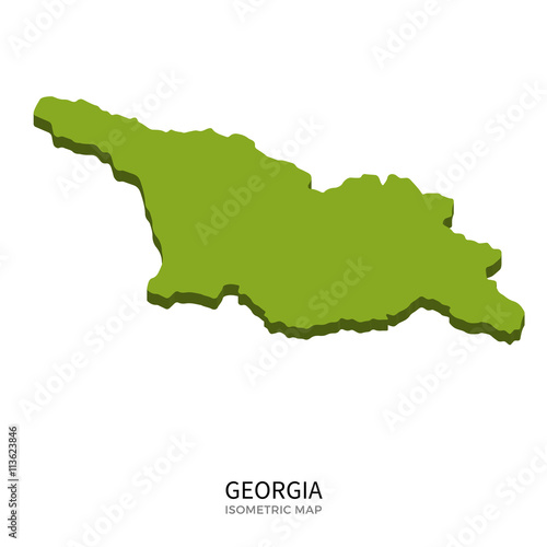 Isometric map of Georgia detailed vector illustration