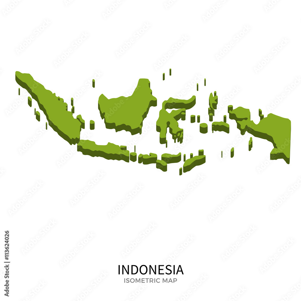 Isometric map of Indonesia detailed vector illustration