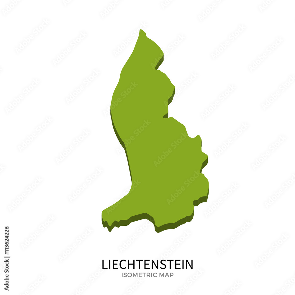 Isometric map of Liechtenstein detailed vector illustration Isometric map of Liechtenstein detailed vector illustration