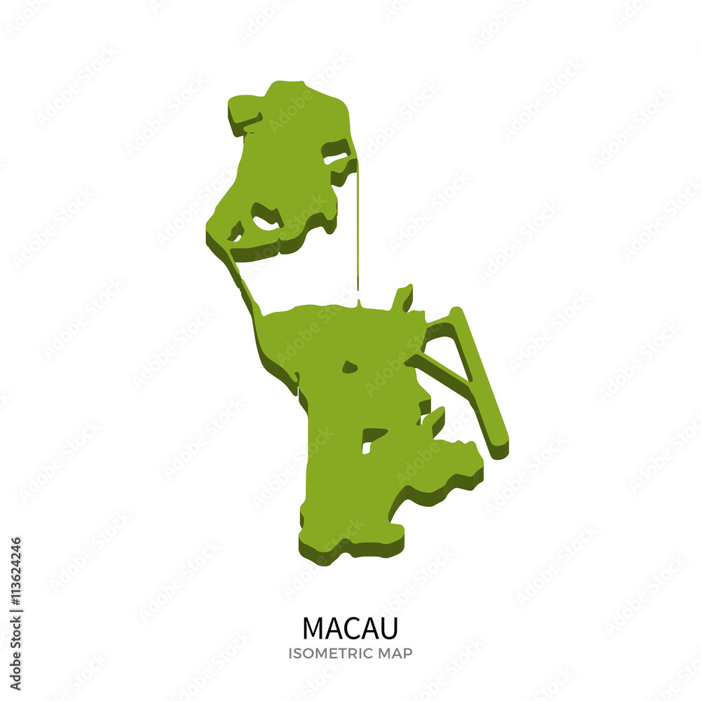 Isometric map of Macau detailed vector illustration Isometric map of Macau detailed vector illustration