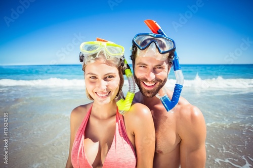 Couple wearing diving mask on beach © WavebreakmediaMicro