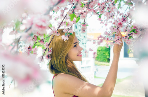 Romantic young woman portrait. Nature