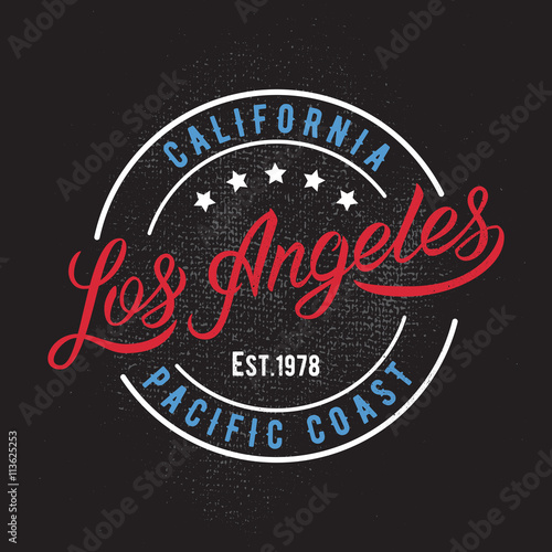 Los Angeles vintage calligraphic handwritten tee apparel fashion design print.