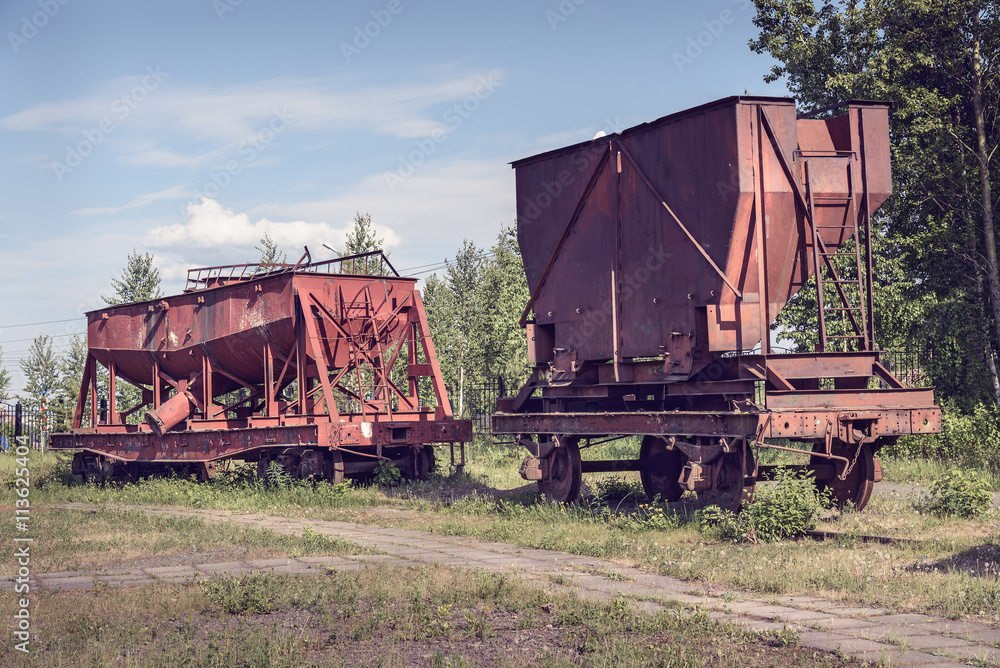 Naklejka premium Old industrial railway cars for metallurgy plant