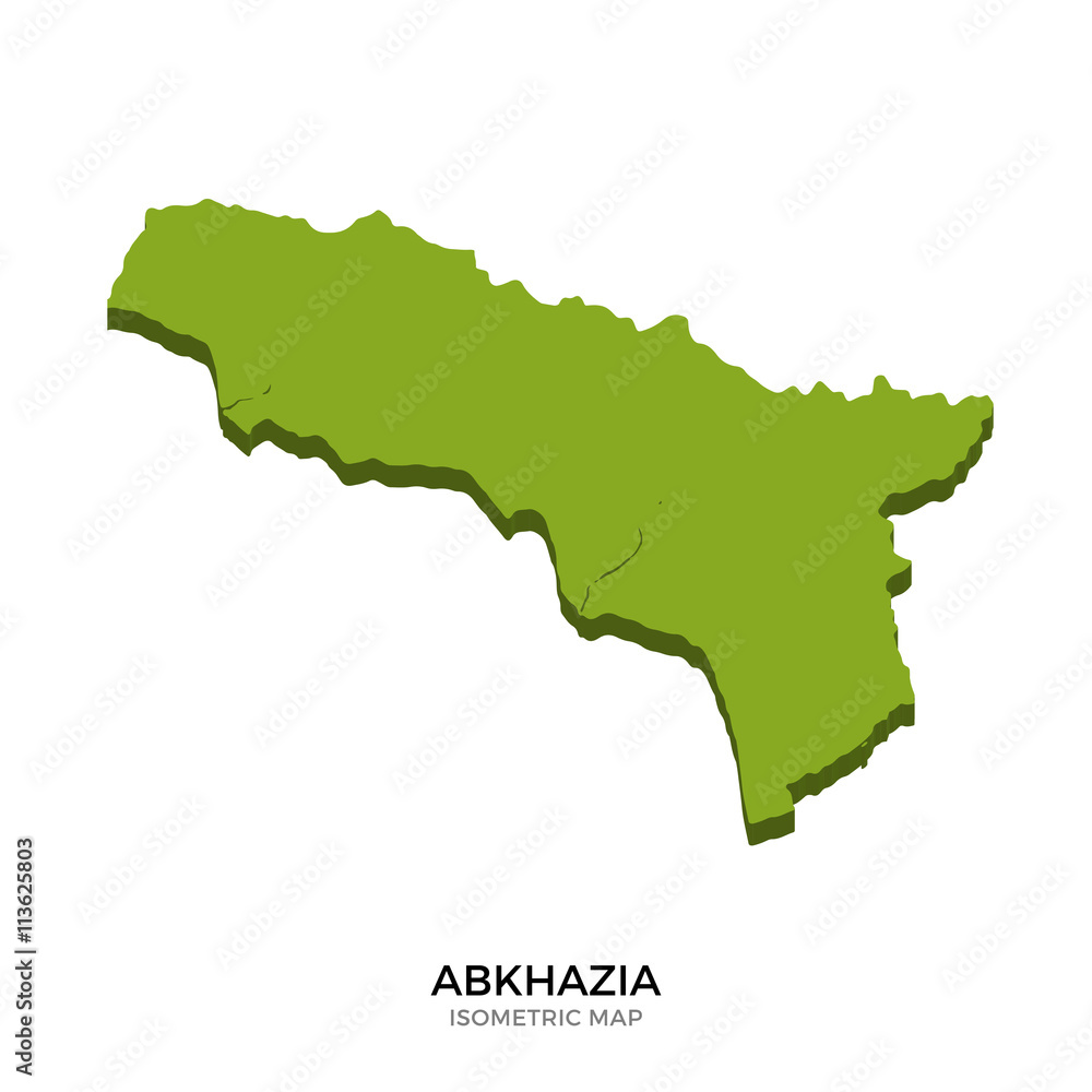 Isometric map of Abkhazia detailed vector illustration