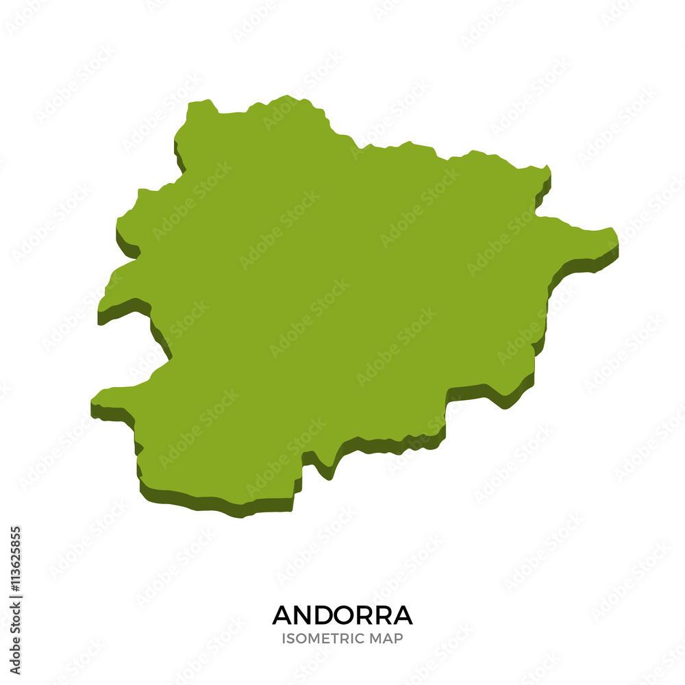 Isometric map of Andorra detailed vector illustration