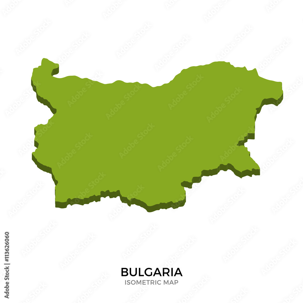 Isometric map of Bulgaria detailed vector illustration