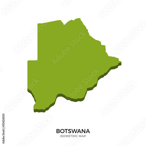 Isometric map of Botswana detailed vector illustration