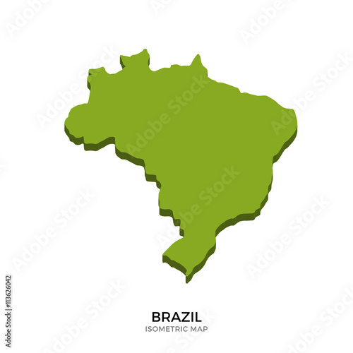 Isometric map of Brazil detailed vector illustration