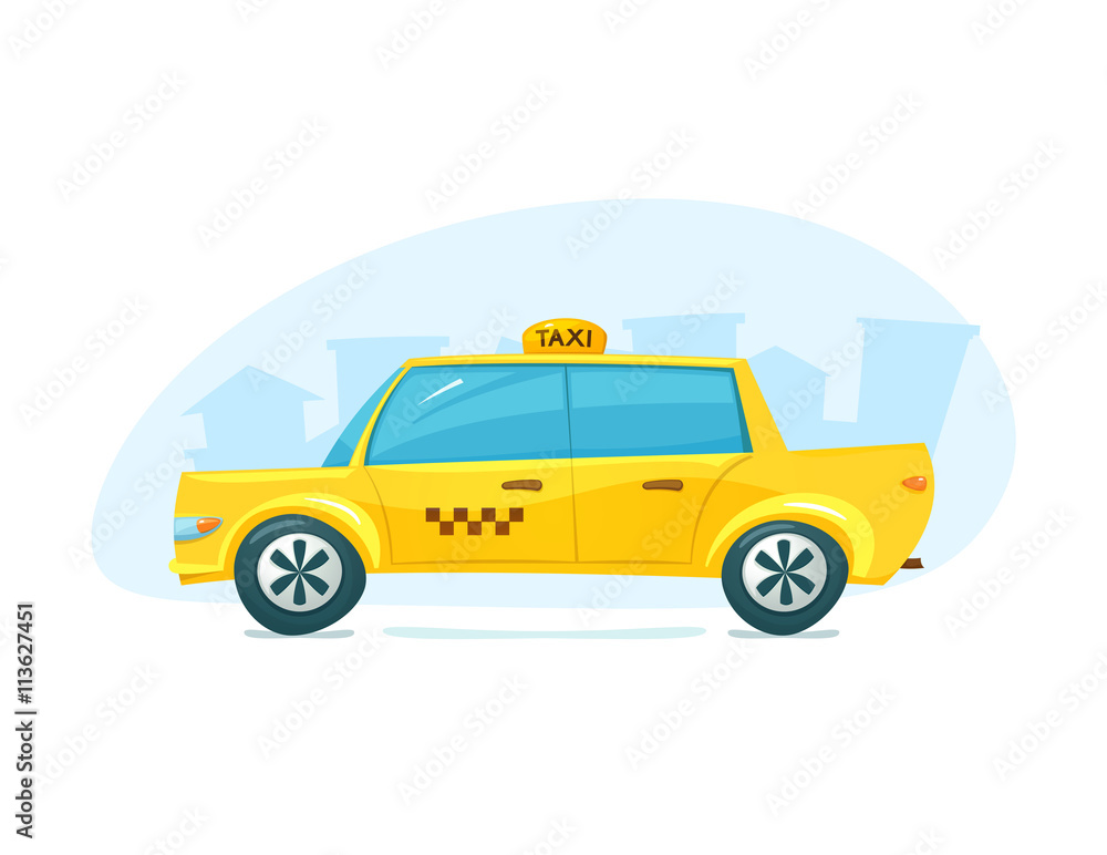 The yellow taxi, vector illustration