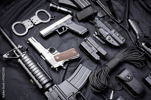 modern weapon, black background photo