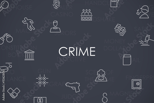 Crime Thin Line Icons