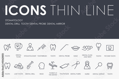 Stomatology Thin Line Icons