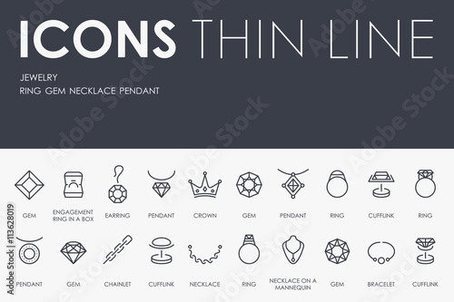 Jewelry Thin Line Icons