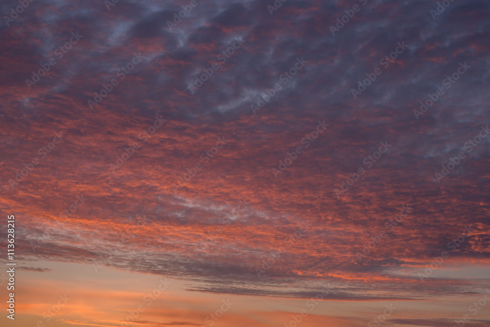 sunrise in the colored sky, soft clouds and abstract background