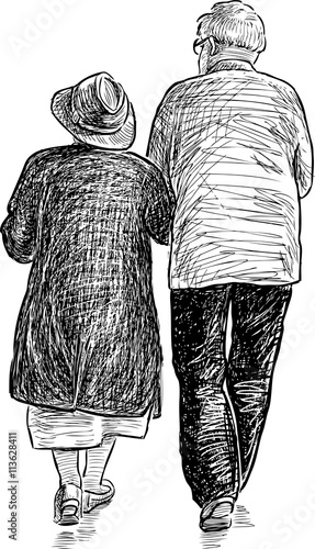 old spouses on a walk