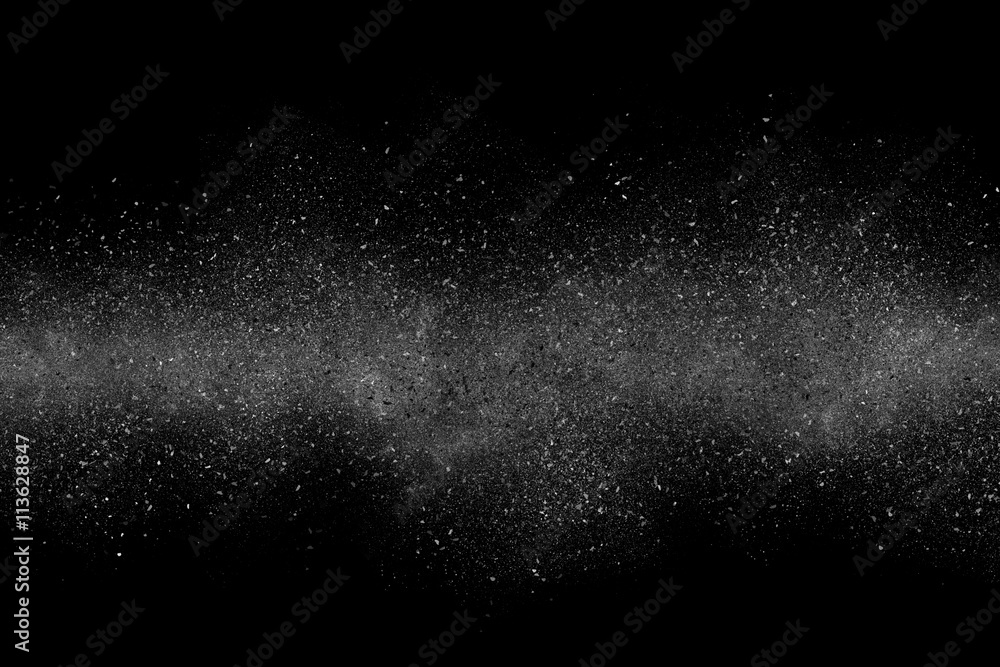 Obraz premium White abstract powder explosion on a black background
