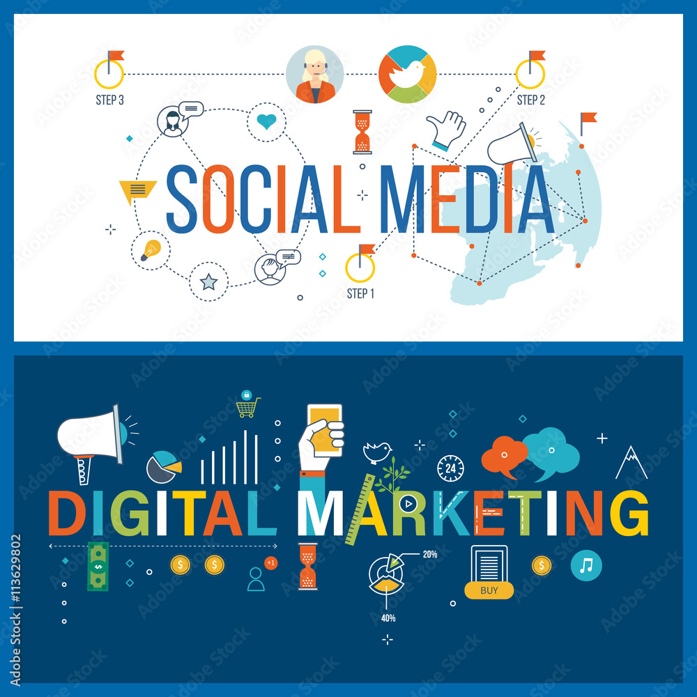 Online communication, social media, digital and mobile marketing concept.