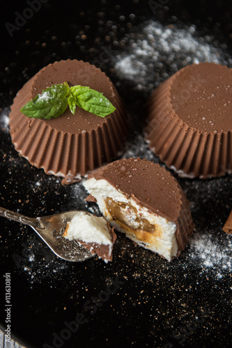 dessert from cream and choc...
